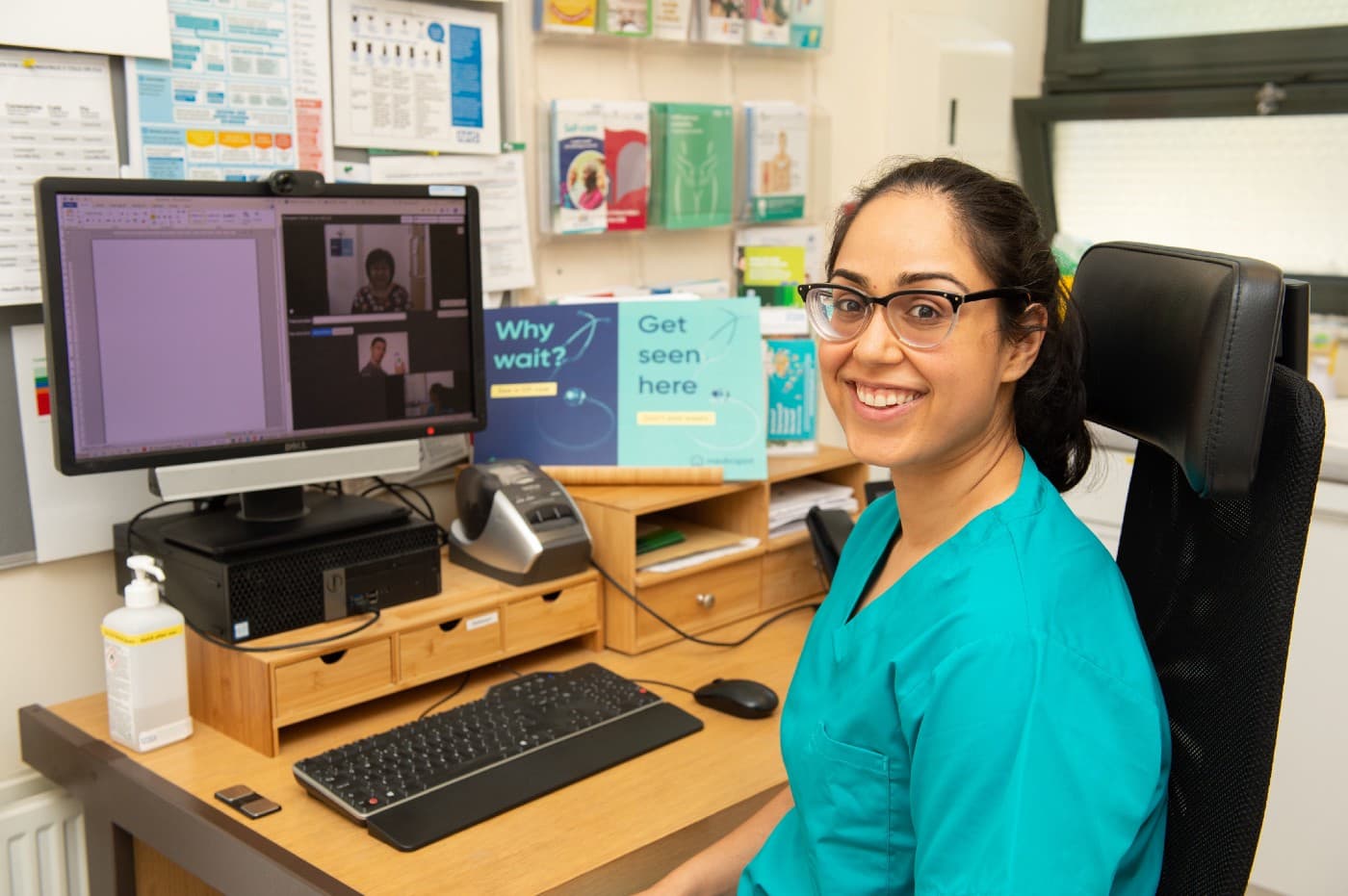 Dr Bhakti Visani during a contact-free examination with a patient at The Golborne Medical Centre, London, 20th April 2020 (Credit: SWNS)